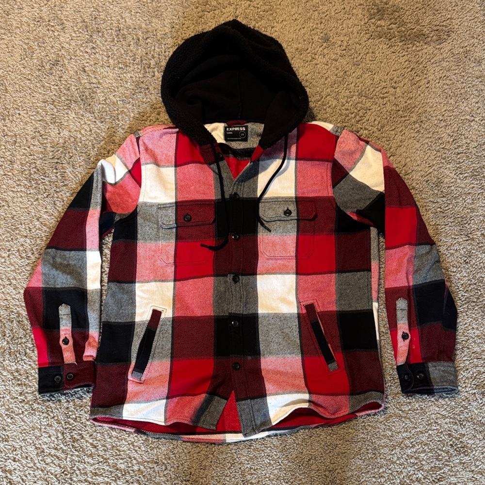 Express Brand Flannel Hooded Jacket
